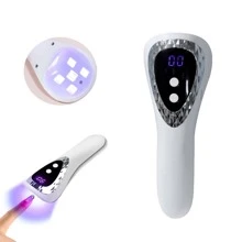 可充電手持式led Uv光療甲油干燥器,便攜式修指工具,快閃固定甲油光固態燈,適用於凝膠甲,led甲油燈,美甲必備,緊湊造型方便攜帶,可用於家庭自己diy的美甲指甲膠uv Led燈家庭diy美甲指甲藝術 - 白色 - 查看 2