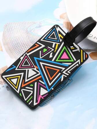 1入組全新行李箱彩色圖案行李標籤設計 ID 標籤行李標籤地址持有人標識符姓名標籤行李箱標籤防丟失隱私保護旅行和返校時尚有趣學生旅行配件