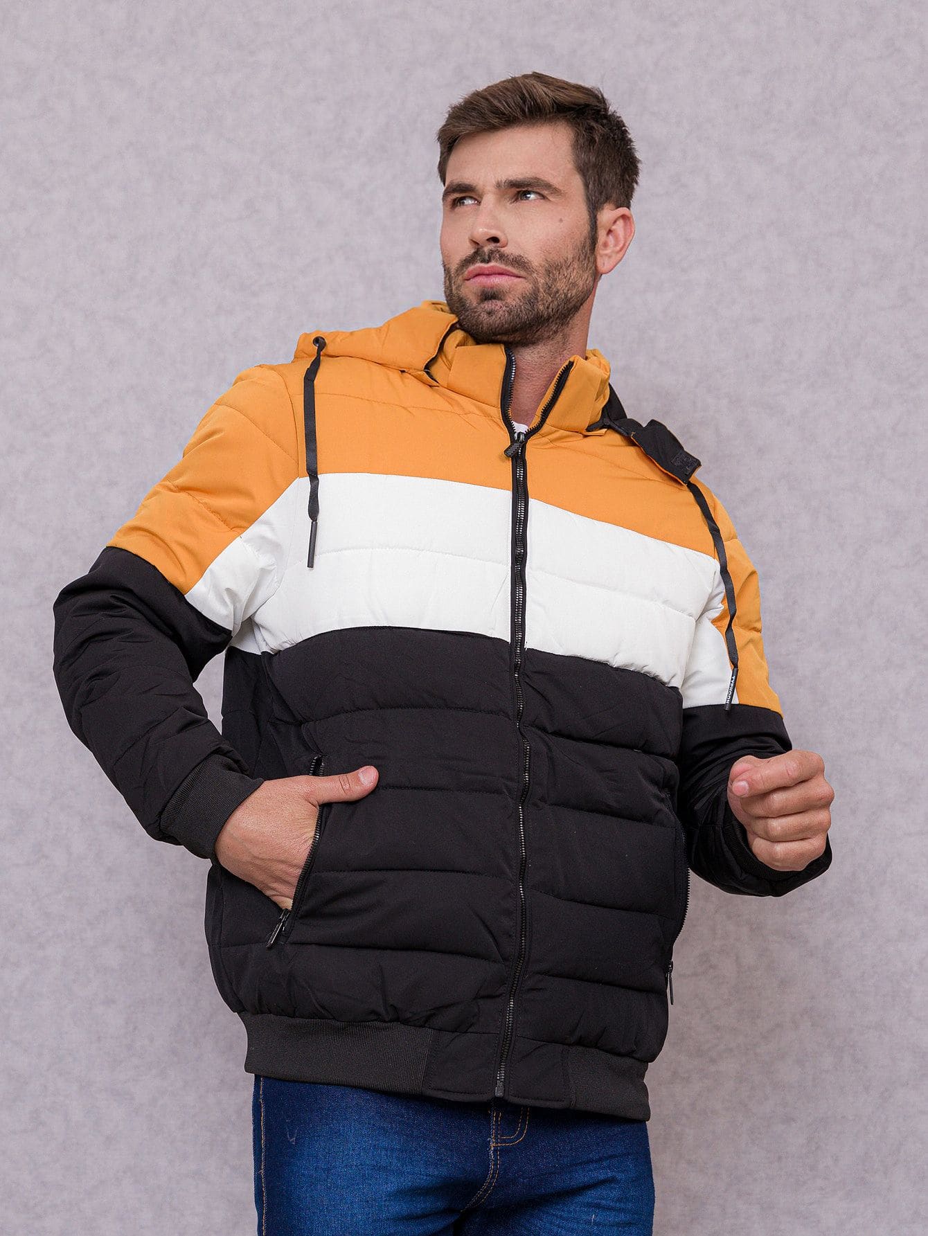 Men Winter Coats - Orange - View 1