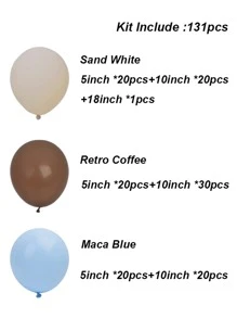 131pcs Beige Coffee Blue Balloon Garland Arch Kit Happy, Boy Baby Shower Balloons Set Rustic Wedding Baptism Decor - 藍色 - 查看 3