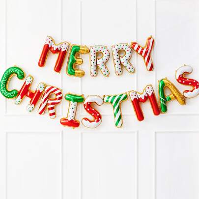 MECRLA 14pcs/Set Candy Colored New Christmas Alphabet Banner Set