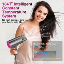 SIYOO Hair Dryer with Diffuser, 1600W Ionic Blow Dryer, Constant Temperature Hair Care Without Hair Damage, Lightweight Portable Travel, Hairdryer, Grey Gold - Màu Hồng Tươi - Xem 4