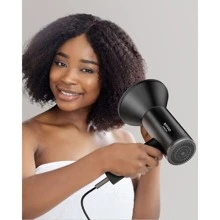 SIYOO Hair Dryer with Diffuser, 1600W Ionic Blow Dryer, Constant Temperature Hair Care Without Hair Damage, Lightweight Portable Travel, Hairdryer, Grey Gold - 黑色 - 查看 2