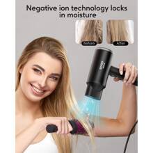 SIYOO Hair Dryer with Diffuser, 1600W Ionic Blow Dryer, Constant Temperature Hair Care Without Hair Damage, Lightweight Portable Travel, Hairdryer, Grey Gold - 黑色 - 查看 3