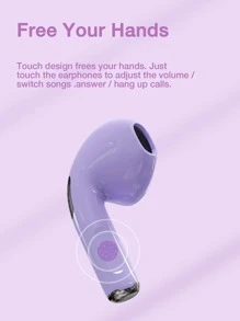 GENAI PRO6 TWS 真无线立体声 HiFi 耳机，无线耳塞式防噪耳机内置麦克风听筒 IPX5 防水，适合运动女性女孩礼物，紫色 - 淡紫色 - 查看 6