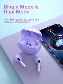 GENAI PRO6 TWS 真无线立体声 HiFi 耳机，无线耳塞式防噪耳机内置麦克风听筒 IPX5 防水，适合运动女性女孩礼物，紫色 - 淡紫色 - 查看 9