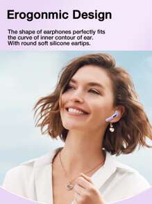 GENAI GENAI PRO6 TWS True Wireless Stereo HiFi Earphones, Wireless Earbuds Noise-Proof Headphones Built In Mic Handset IPX5 Waterproof For Sport Women Girls Gifts Ideas, Purple