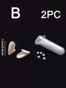 2入組吸血鬼牙齒殭屍獠牙萬聖節道具服飾配件DIY素色假牙膠黏劑角色扮演假面舞會裝飾用品 - 白色 - 查看 4