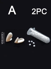 2入組吸血鬼牙齒殭屍獠牙萬聖節道具服飾配件DIY素色假牙膠黏劑角色扮演假面舞會裝飾用品 - 白色 - 查看 3
