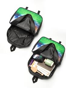 3 件套卡通足球图案组合书包学校背包套装返校学生 - 彩色 - 查看 2