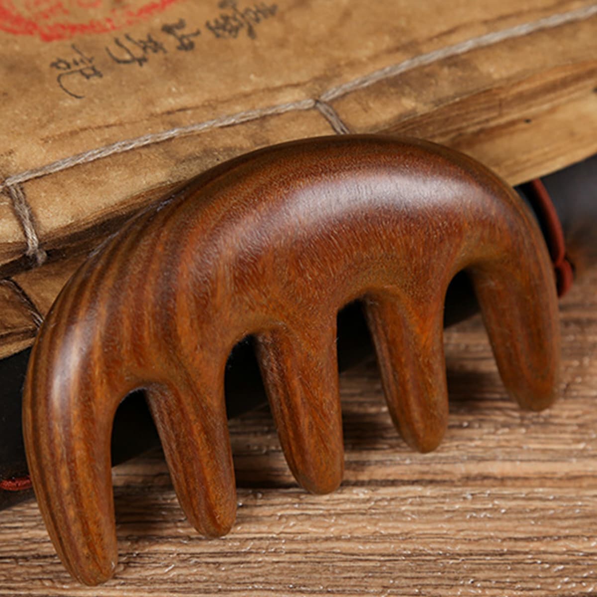 1 pièce Peigne de massage en bois de santal multifonctionnel pour l'acupuncture de la tête et du cuir chevelu, pour les cinq méridiens et les