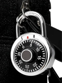 1入組數字轉盤密碼鎖鋅合金旋轉掛鎖學生宿舍櫃子門鎖不可更改密碼鎖 - 黑與白 - 查看 1