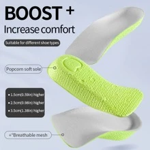 男士增高鞋垫，女士增高鞋垫，运动鞋后跟提升半鞋垫 - 灰色 - 查看 3