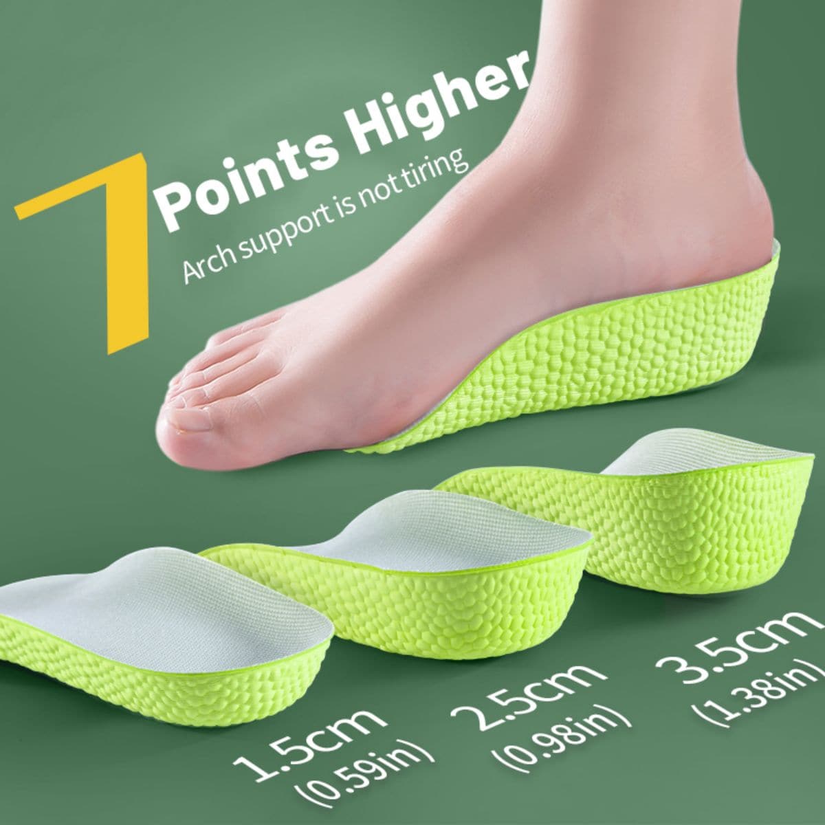 男士增高鞋垫，女士增高鞋垫，运动鞋后跟提升半鞋垫 - 灰色 - 查看 1