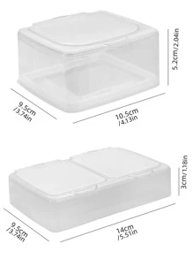 Button-controlled Transparent Sealed Spice Box With Lid, Stackable Kitchen Storage Container For Spices And Small Items - Clear - View 9