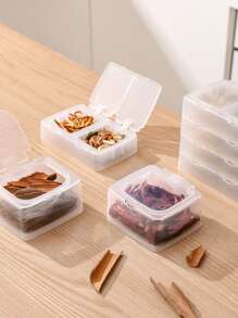 Button-controlled Transparent Sealed Spice Box With Lid, Stackable Kitchen Storage Container For Spices And Small Items - Clear - View 5