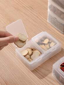 Button-controlled Transparent Sealed Spice Box With Lid, Stackable Kitchen Storage Container For Spices And Small Items - Clear - View 7