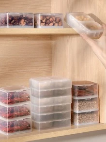 Button-controlled Transparent Sealed Spice Box With Lid, Stackable Kitchen Storage Container For Spices And Small Items - Clear - View 2