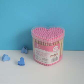 Disposable Makeup Swabs, 180pcs Colored Bamboo Swab With Soft & Skin-friendly Double-head Design, Comes In Lovely Heart-shaped Box