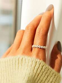 Stylever 1入組甜美風花朵戒指女士們首飾類適合女士S925純銀優雅雛菊圓環精細的首飾類禮品適合女孩夏天日常生活裝飾