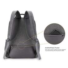 女式灰色拉鍊可調節肩帶便攜式功能背包 - 灰色 - 查看 4