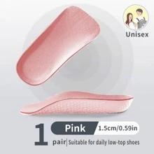 男士和女士增高鞋垫，适用于运动鞋，后跟提升记忆泡沫鞋垫 - 粉色 - 查看 7
