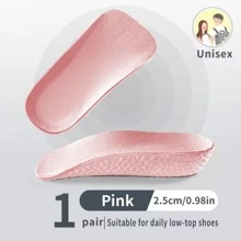男士和女士增高鞋垫，适用于运动鞋，后跟提升记忆泡沫鞋垫 - 粉色 - 查看 8