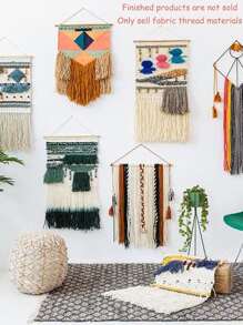 QJH 1套DIY木質編織機手編織工具實木編織機架套裝編織機家用平編織機手工波西米亞風格流蘇掛毯工具組DIY編織容易操作工具手動編織機容易操作 50x39cm/19.68x15.35英寸 - 米色 - 查看 9