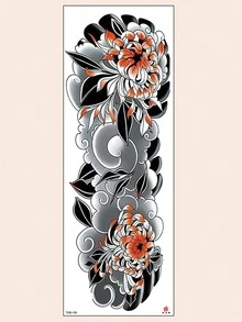 1 hoja pegatina de tatuaje con patrón floral,tatuajes maquina para tatuar tatuajes falsos - Verde - Ver 2