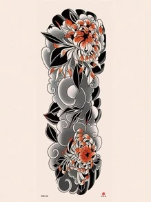 1 hoja pegatina de tatuaje con patrón floral,tatuajes maquina para tatuar tatuajes falsos - Verde - Ver 3