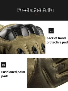 1pair Men's Full Finger Outdoor Sports Motorcycle Riding Climbing Professional Protection Sports Gloves - Black - View 5
