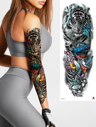 1 ark Chilling Tiger vattentät tillfällig tatueringsklistermärke helarm flashtatuering falsk tatuering för tjej män kvinnor