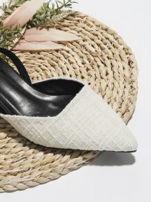 1pair New Arrival Women's Pointed Toe, Color-Block Fabric Upper, Elastic Back Strap Outdoor High Heel Sandals Valentines