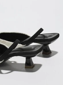 1pair New Arrival Women's Pointed Toe, Color-Block Fabric Upper, Elastic Back Strap Outdoor High Heel Sandals Valentines