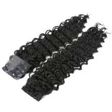 Extensiones de cabello con clip de 7 piezas, extensiones de cabello ondulado profundo de 24 pulgadas, extensiones de cabello negro con clip, piezas de cabello sintético de cabeza completa para mujeres, brillo natural (#1B) - Negro - Ver 5