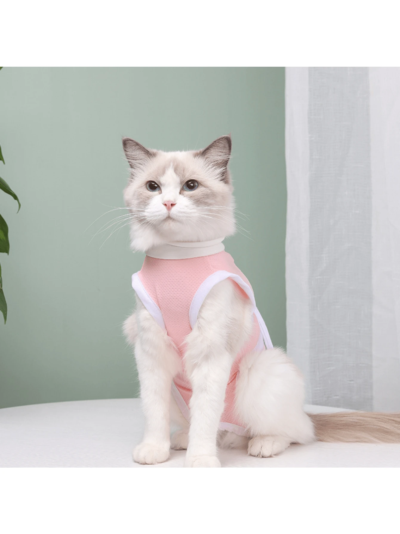 1pc Breathable Pet Neutering Surgery Suit With Ties, For Cats, Prevent