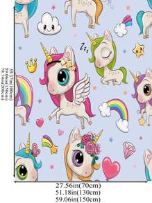 1入組獨角獸圖案法蘭絨毯子,柔軟的&舒服的蓋毯帶豹紋圖案 - 彩色 - 查看 4