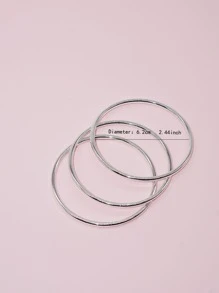 Solid Zinc Alloy Fashionable Classic All-match Circle Wide Cuff Bangle - Silver - View 2