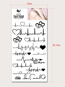 KING HORSE Heartbeat Pattern Tattoo Sticker - Black - View 8