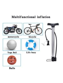 1pc Silver Alloy Inflator Pump For Bikes, Basketballs, Volleyballs, Soccer Balls, Swimming Rings, And Balloons - Silver - View 2