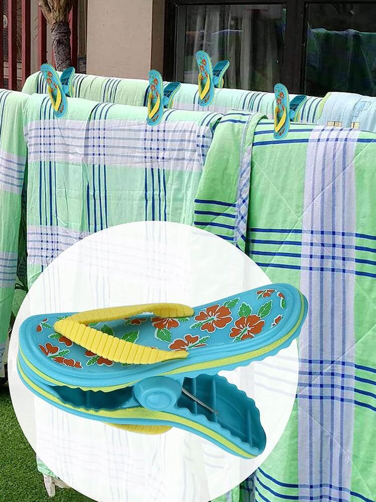 8 Mollette Ferma Asciugamani Da Spiaggia – Clip In Plastica Colorate Per Sdraio E Piscina, Antivento - 4