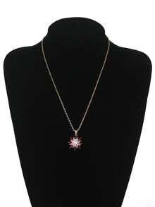 3入組/套奢華紅色的方晶鋯石花&向日葵形耳環,項鍊&吊墜套裝適合女士約會首飾類