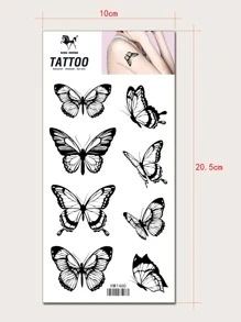KING HORSE Etiqueta engomada del tatuaje, 1 hoja de patrón de mariposa tatuajes temporales para mujeres, pegatinas de tatuaje para adultos, mariposa de flor de tatuaje realista, para mujeres y niñas - Negro - Ver 6