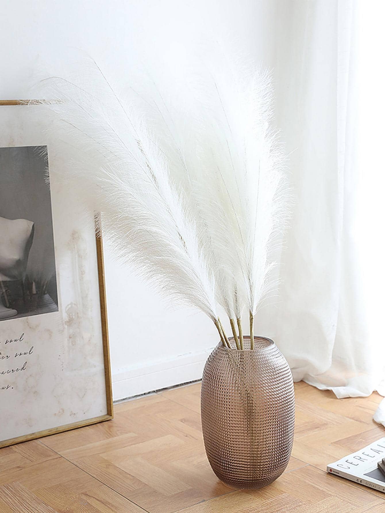 1PC Faux Pampas Grass Decor 43" Tall Fake Pomps Floral Large Artificial