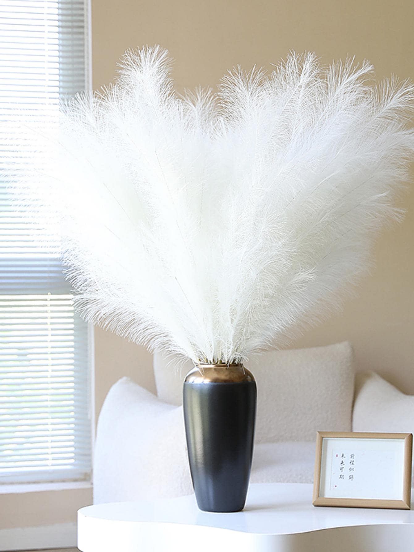 1PC Faux Pampas Grass Decor 43" Tall Fake Pomps Floral Large Artificial