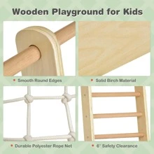 Costway Indoor Playground Climbing Gym Kids Wooden 8 in 1 Climber Playset  for Children - Camel - View 8