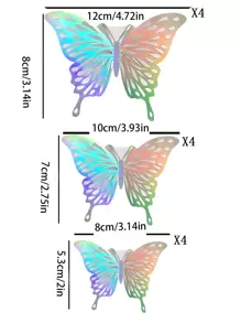 1 套 / 12 件，3D 蝴蝶墙饰，3 种尺寸的蝴蝶墙贴，可拆卸蝴蝶蛋糕装饰，适用于派对、生日、婚礼，3D 蝴蝶装饰，适用于儿童卧室 - 鐳射銀 - 查看 4