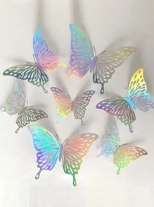 1 套 / 12 件，3D 蝴蝶墙饰，3 种尺寸的蝴蝶墙贴，可拆卸蝴蝶蛋糕装饰，适用于派对、生日、婚礼，3D 蝴蝶装饰，适用于儿童卧室 - 鐳射銀 - 查看 5