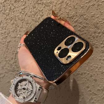 1 Frosted Feel Electroplated Frame Veneer Rhinestone Mobile Phone Case Waterproof Shockproof Anti-Fall Scratch Resistant