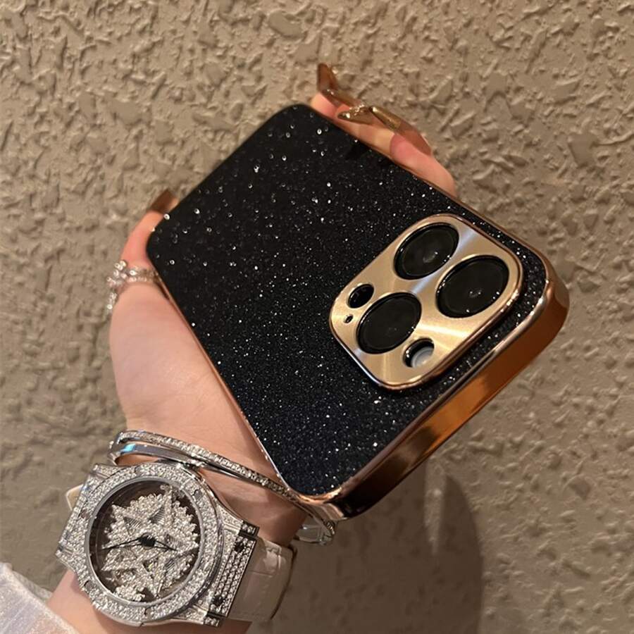 Shockproof Rhinestone Glitter 1 Frosted Feel Electroplated Frame Veneer Rhinestone Mobile Phone Case Waterproof Anti-Fall Scratch Resistant Birthday Gift